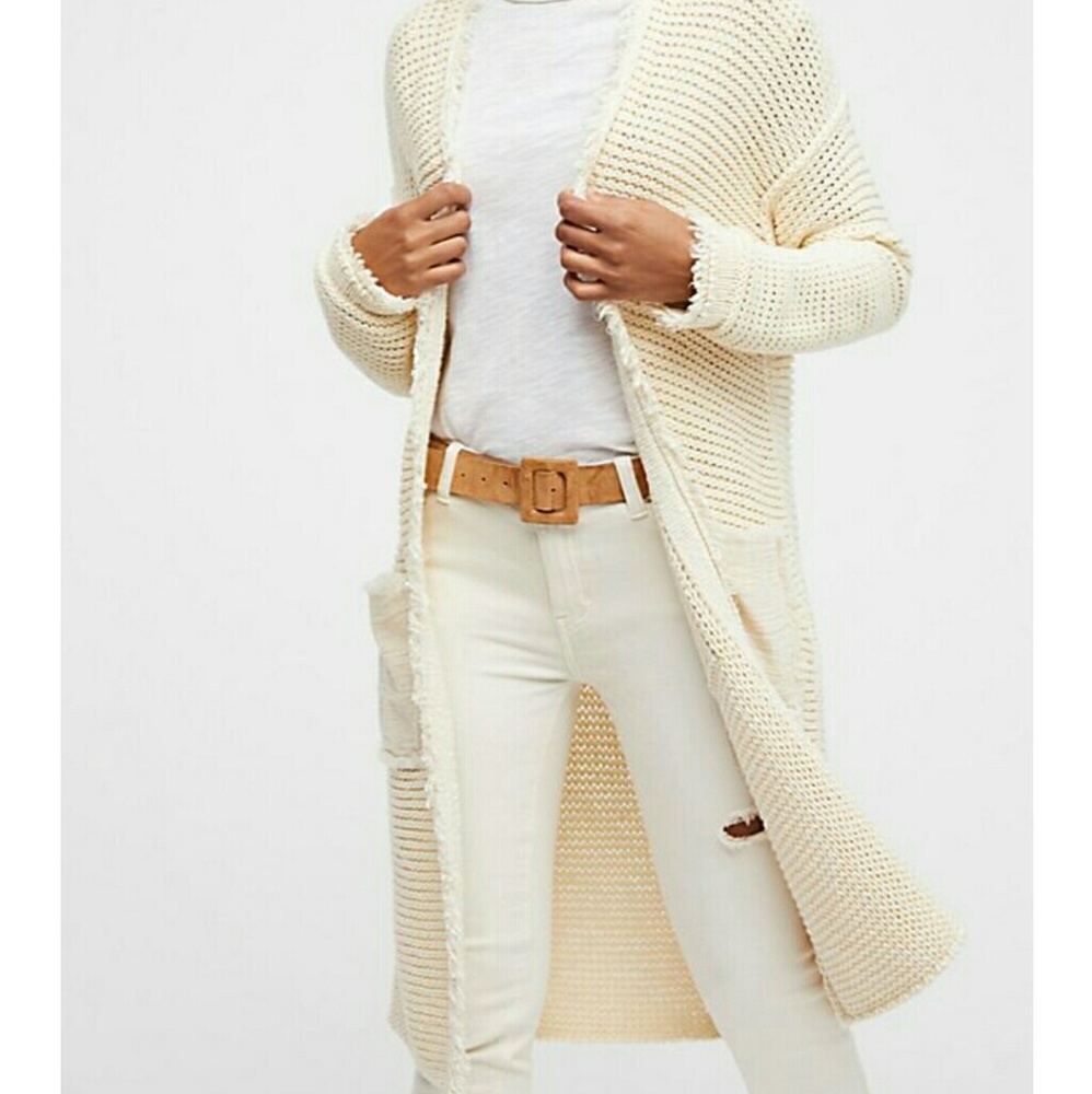 White yarn pea coat